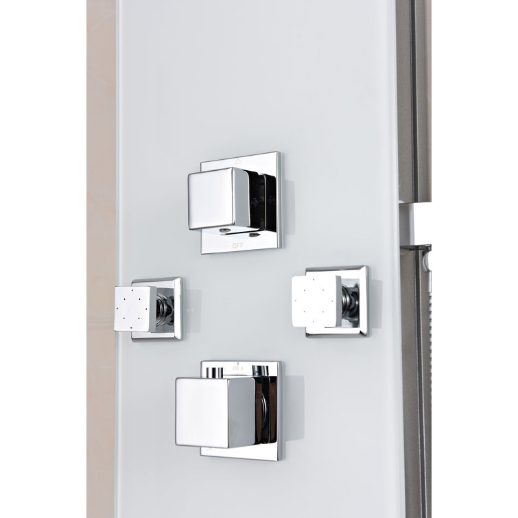 Jaguar 60'' White Tempered Glass Shower Panel with Jets