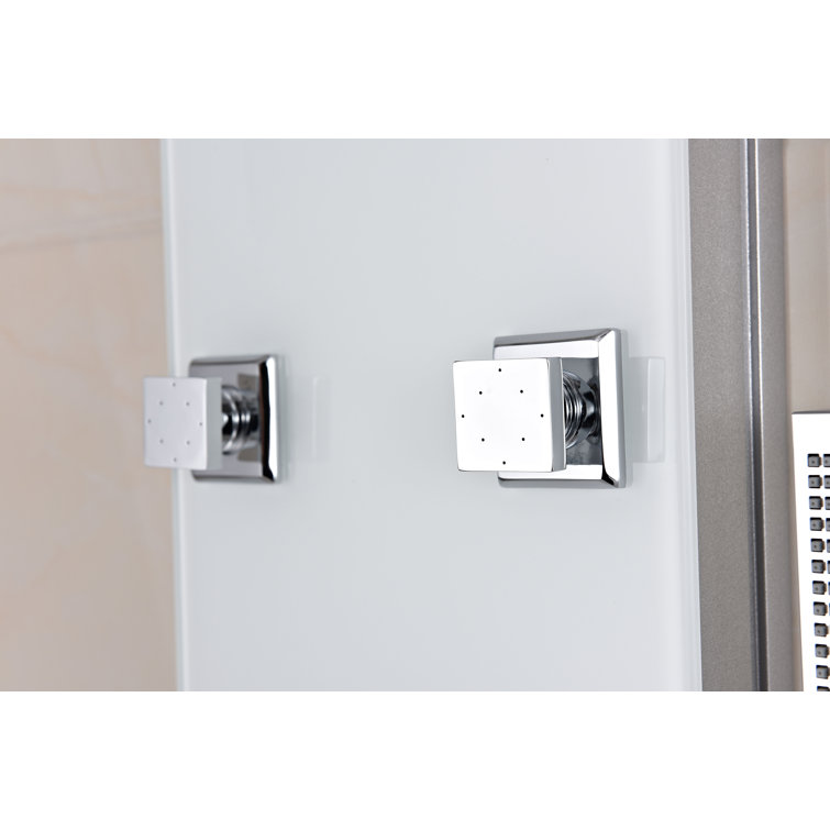 Jaguar 60'' White Tempered Glass Shower Panel with Jets