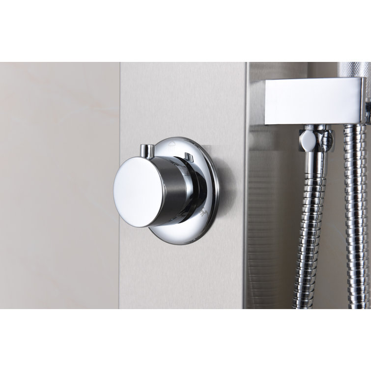Silent 40'' Brushed Steel Full Body Shower Panel with Rain Shower