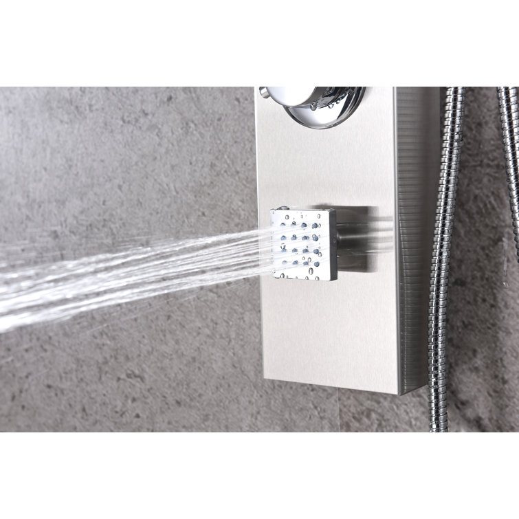 Silent 40'' Brushed Steel Full Body Shower Panel with Rain Shower