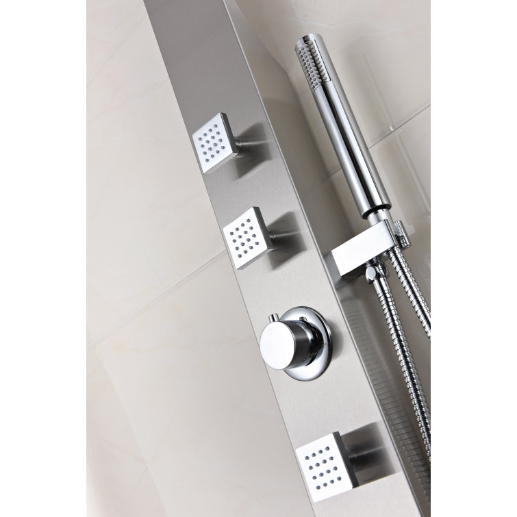 Silent 40'' Brushed Steel Full Body Shower Panel with Rain Shower