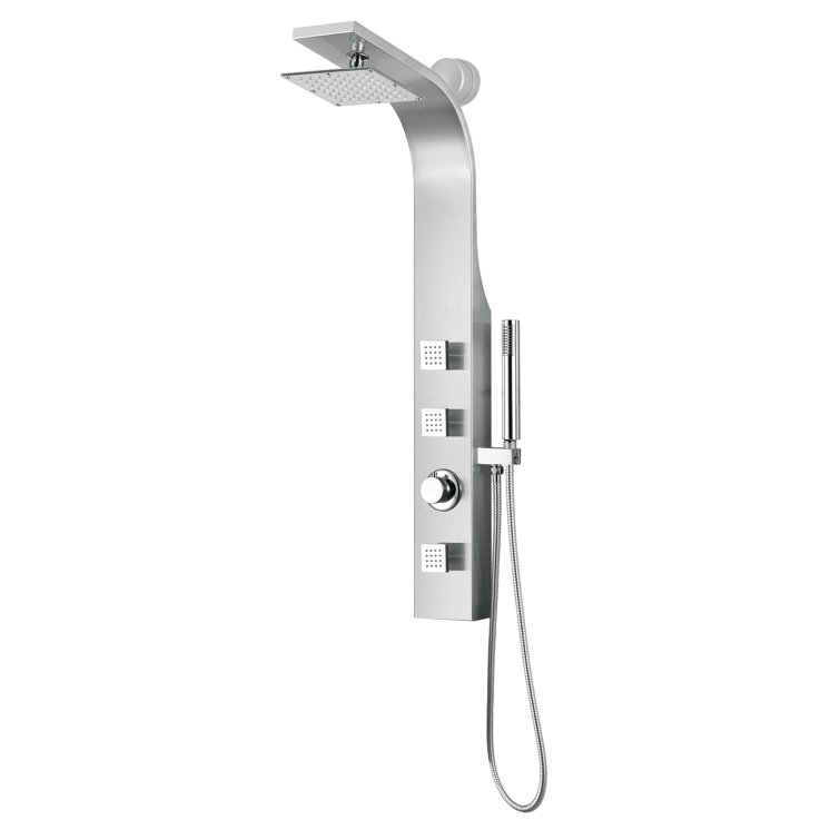 Silent 40'' Brushed Steel Full Body Shower Panel with Rain Shower
