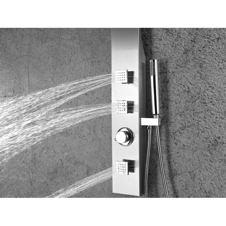 Silent 40'' Brushed Steel Full Body Shower Panel with Rain Shower