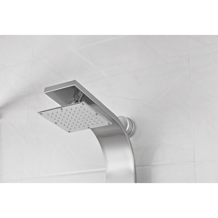 Silent 40'' Brushed Steel Full Body Shower Panel with Rain Shower