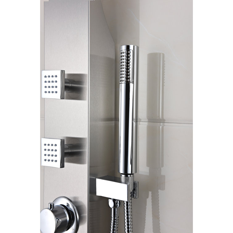 Silent 40'' Brushed Steel Full Body Shower Panel with Rain Shower