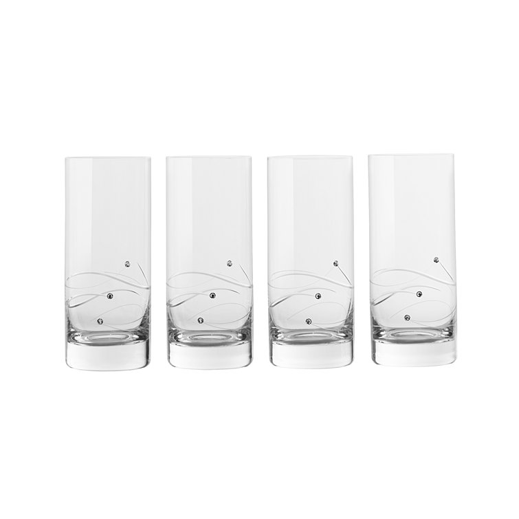 Elegant Clear Crystal Embellished Highball Glass Set