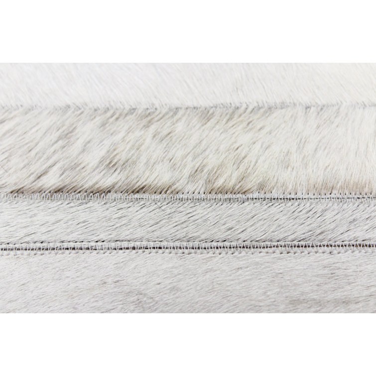 Gray Geometric Handmade Cowhide Area Rug, 9' x 12'