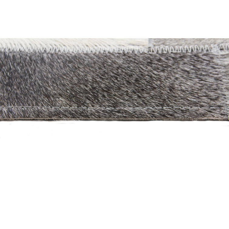 Gray Geometric Handmade Cowhide Area Rug, 9' x 12'