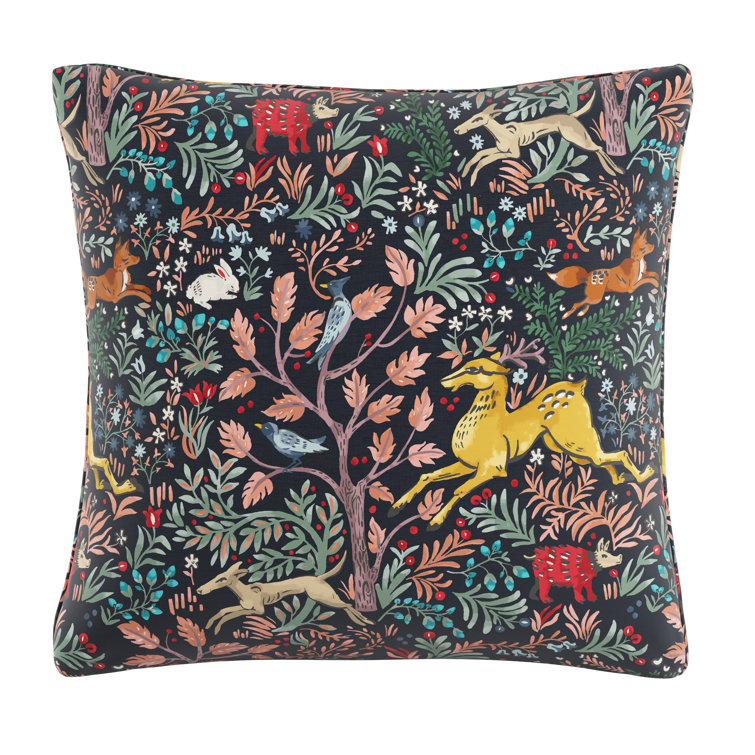 18" x 18" Navy Forest-Inspired Polyester Outdoor Throw Pillow