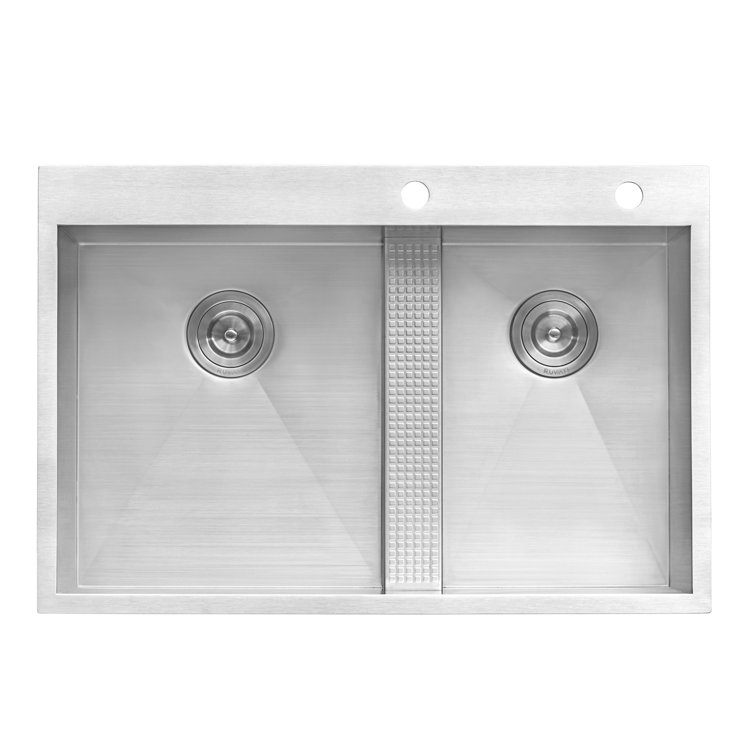 33-Inch Stainless Steel Double Bowl Topmount Kitchen Sink