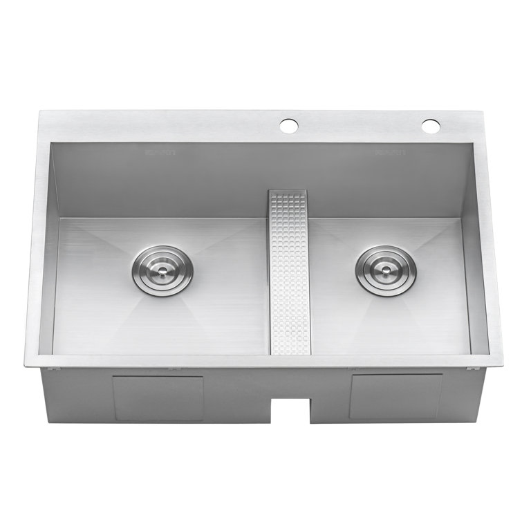 33-Inch Stainless Steel Double Bowl Topmount Kitchen Sink
