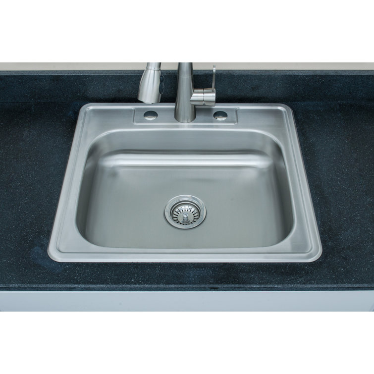 25'' Matte Stainless Steel Drop-In Single Bowl Kitchen Sink