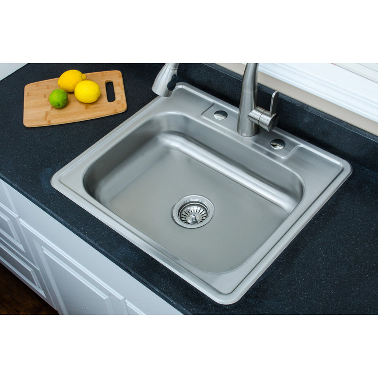 25'' Matte Stainless Steel Drop-In Single Bowl Kitchen Sink