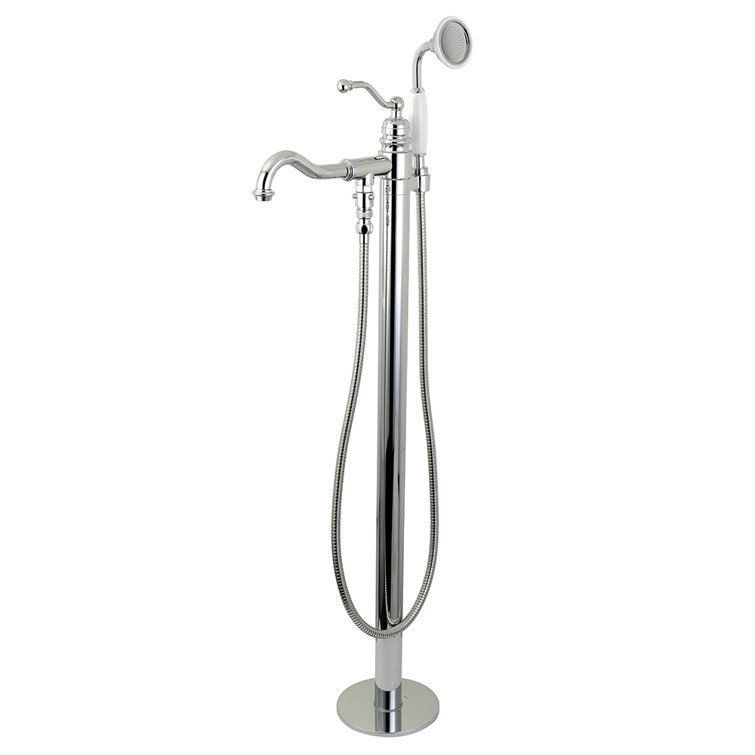 Polished Chrome Freestanding Tub Faucet with Hand Shower