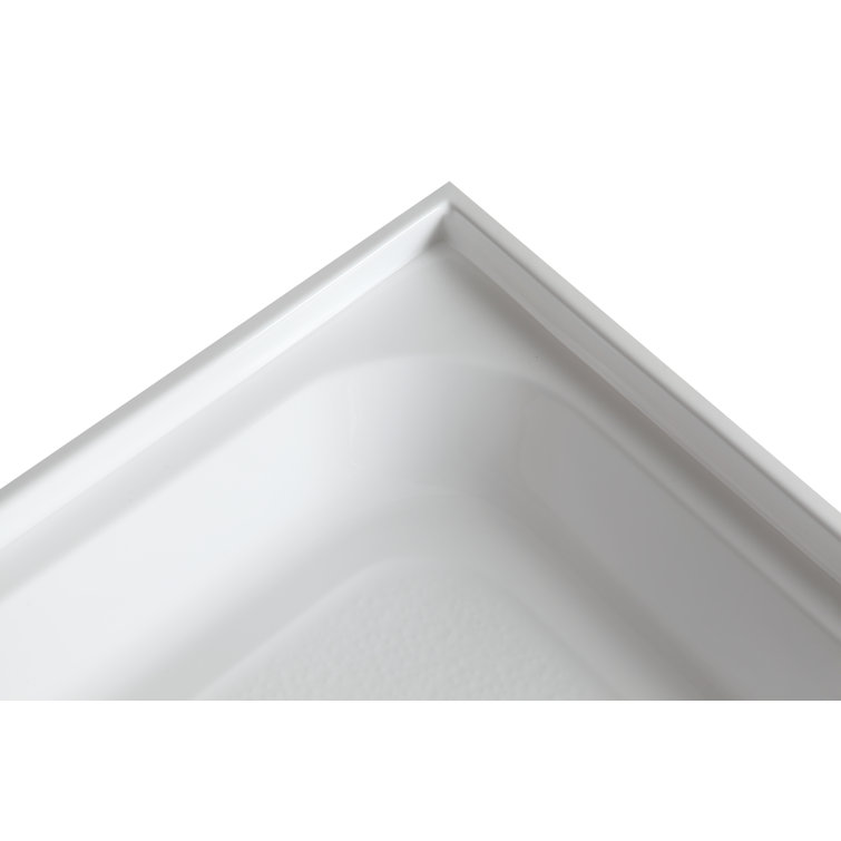 Glossy White 60" x 36" Acrylic Shower Base with Center Drain