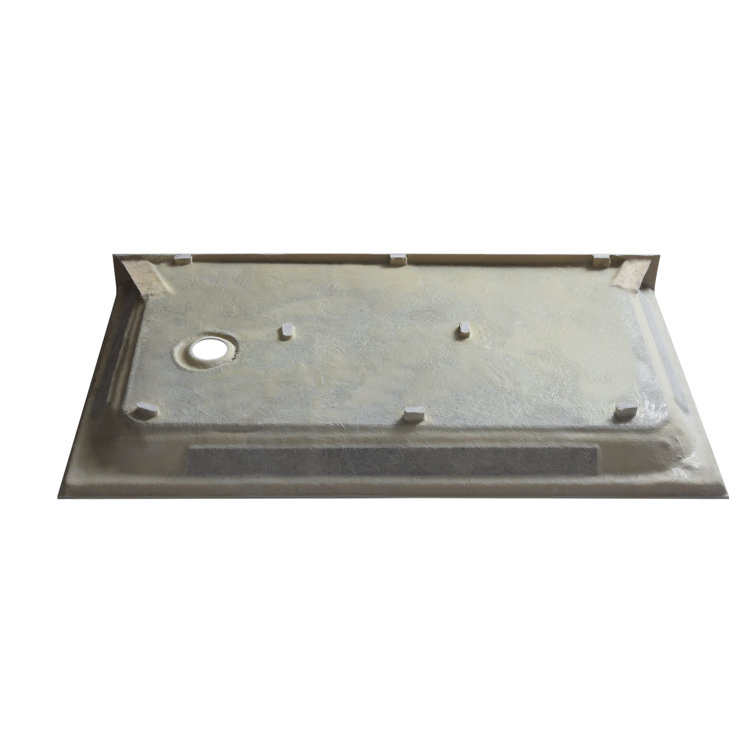 White Acrylic and Fiberglass Rectangular Shower Base with Left Drain