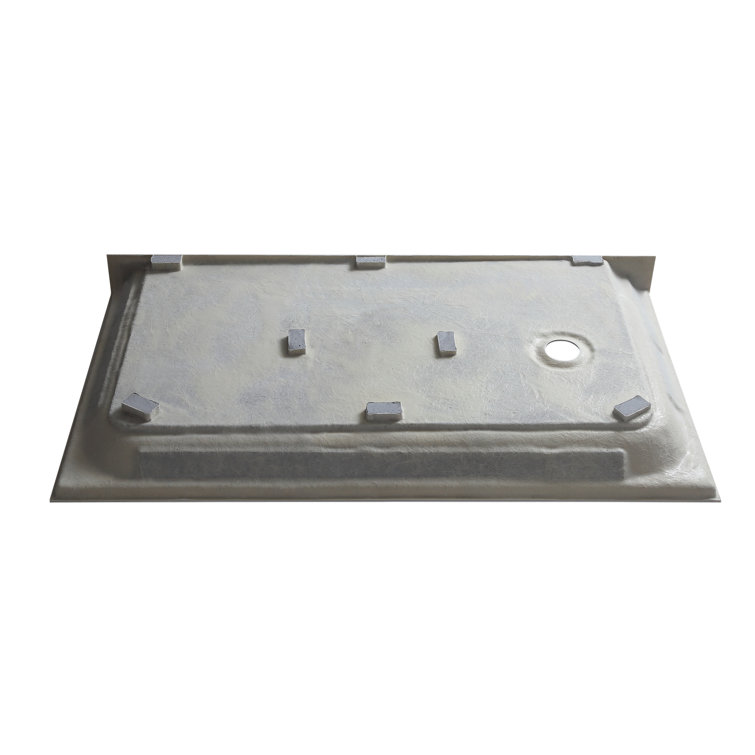 White Acrylic and Fiberglass Rectangular Shower Base with Right Drain