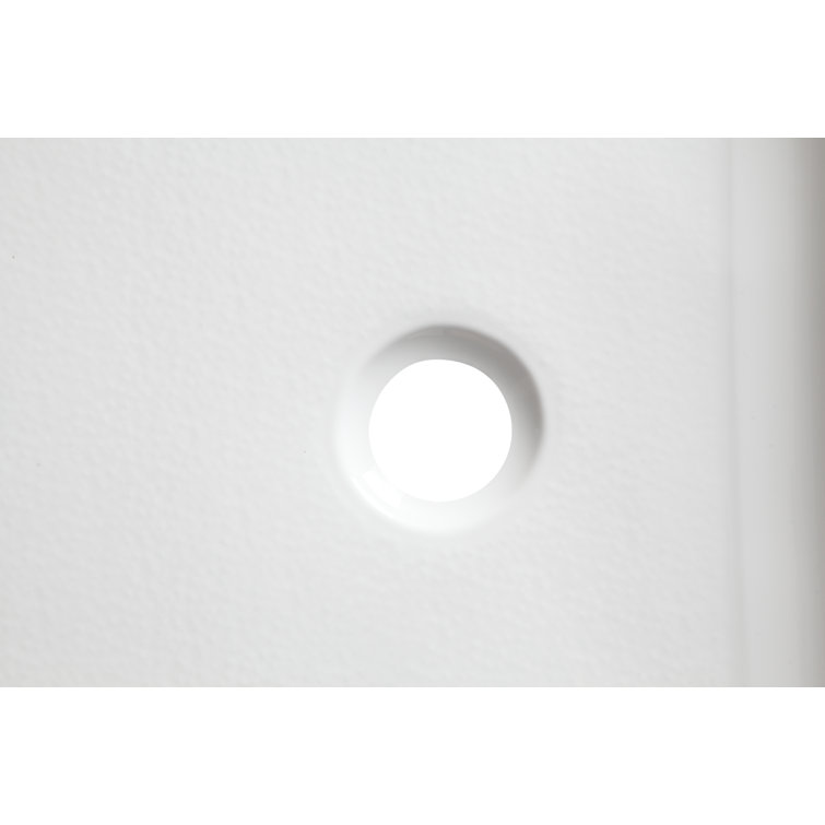 White Acrylic and Fiberglass Rectangular Shower Base with Right Drain