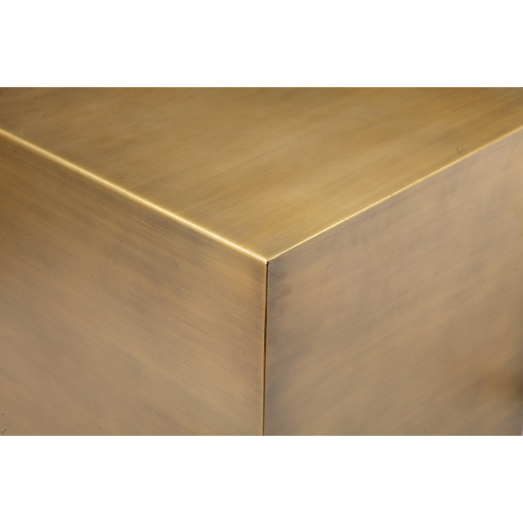 Brass and Black Square Steel Block End Table