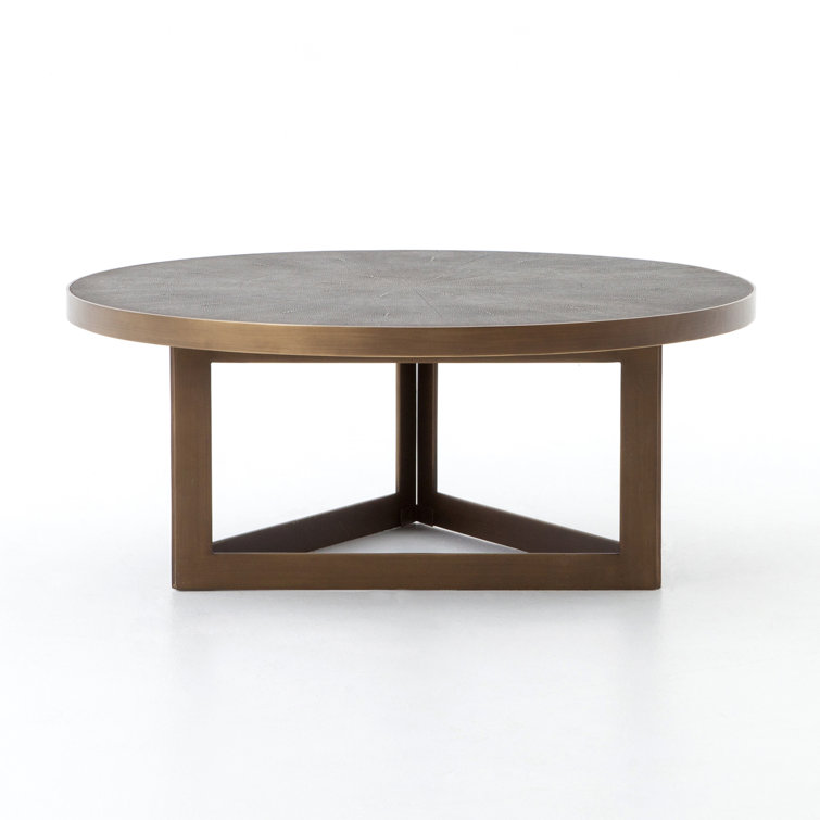 Gray Round Wood and Metal Coffee Table (38")