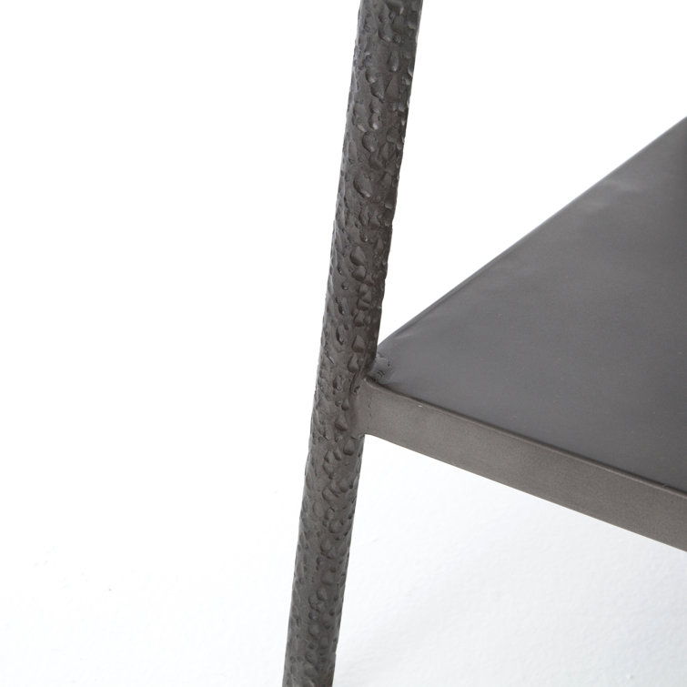 Gray Marble Top Hammered Metal End Table