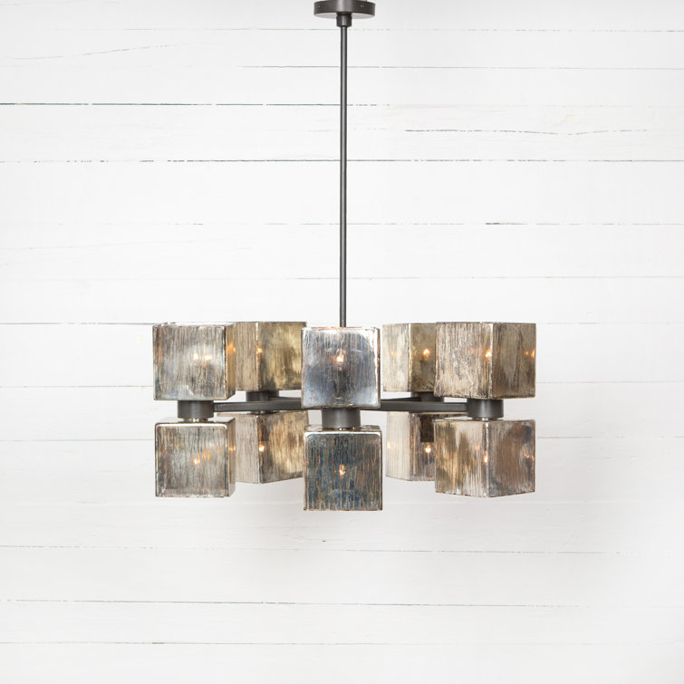 Ava Industrial Black and Gray 31" Plug-in Chandelier