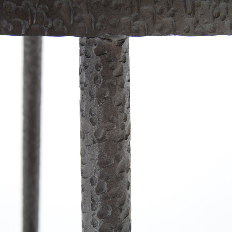 Gray Marble Top Hammered Metal End Table