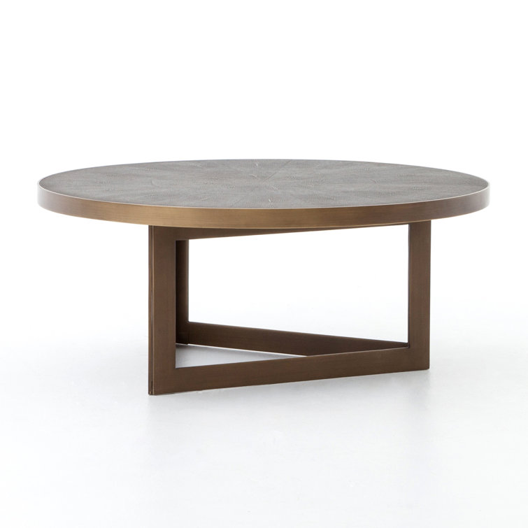 Gray Round Wood and Metal Coffee Table (38")