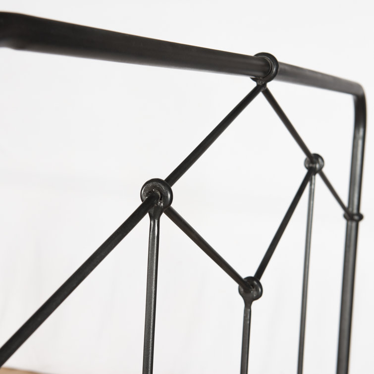 Black Twin Upholstered Metal Frame Bed with Headboard