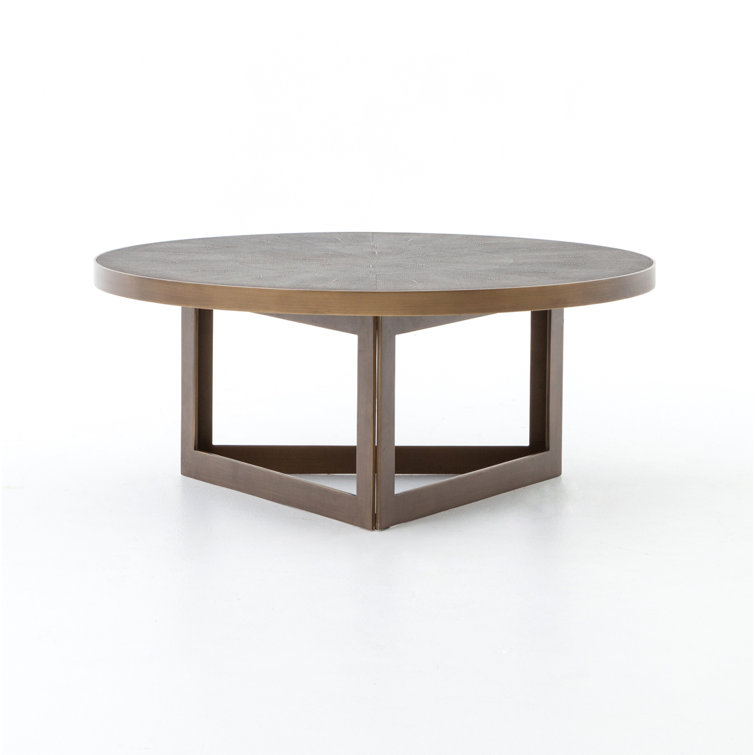 Gray Round Wood and Metal Coffee Table (38")