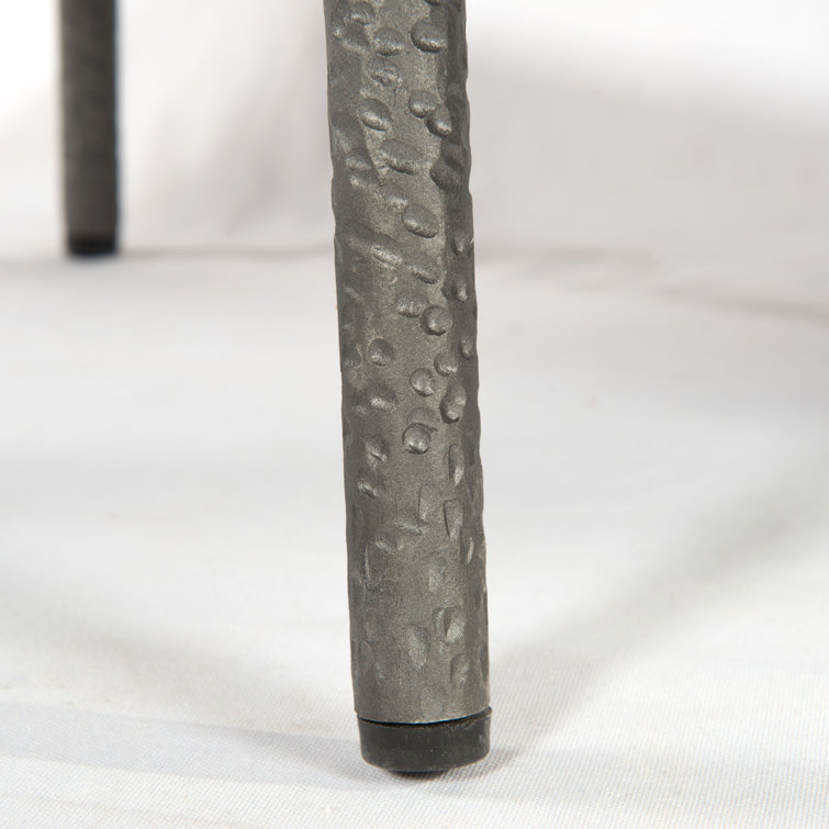 Gray Marble Top Hammered Metal End Table