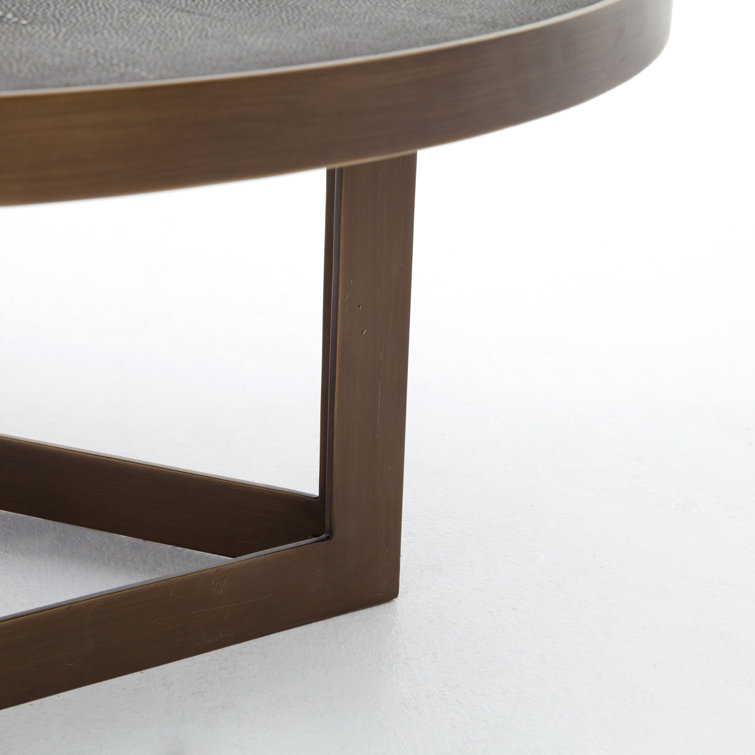 Gray Round Wood and Metal Coffee Table (38")