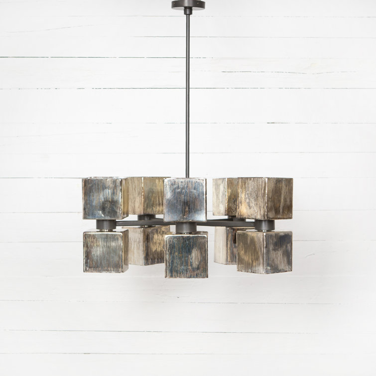 Ava Industrial Black and Gray 31" Plug-in Chandelier