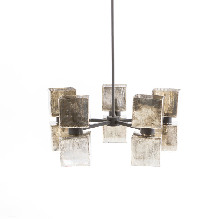 Ava Industrial Black and Gray 31" Plug-in Chandelier