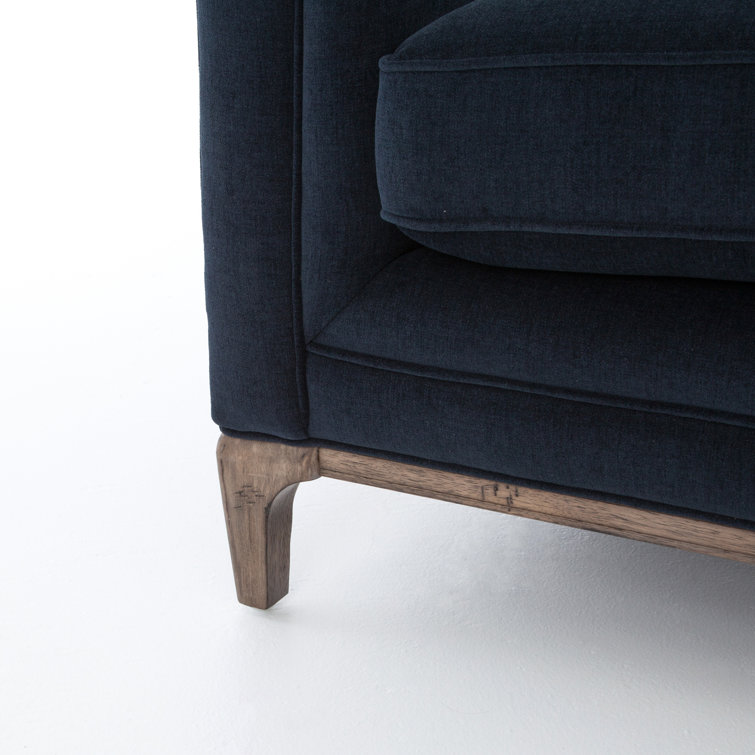 Navy Blue Velvet Chesterfield Sofa with Rolled Arms