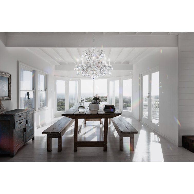 Polished Silver 8-Light Heritage Crystal Chandelier