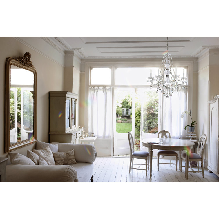 Elegant Polished Silver 6-Light Chandelier with Heritage Clear Crystal