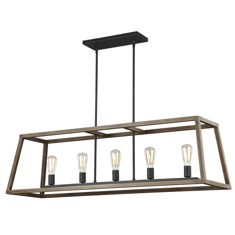 Rustic Elegance 5-Light Weathered Oak & Antique Iron Cage Chandelier