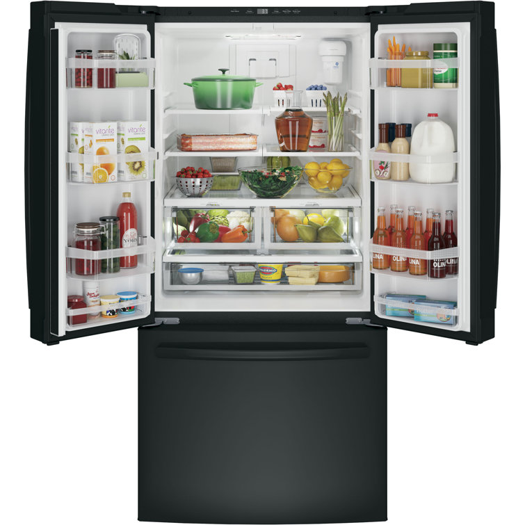 33" Black French Door Refrigerator with Ice Maker and Smart Features