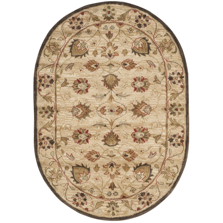 Elegant Heirloom Gray Wool 54" Oval Hand-Tufted Area Rug