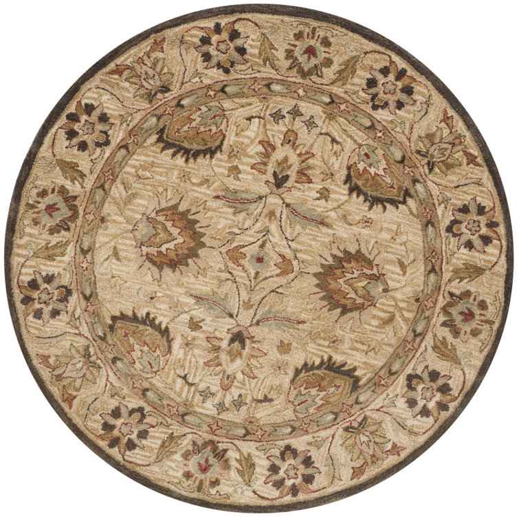 Handmade Floral Wool Tufted Round Rug, Multicolor, 6' x 6'