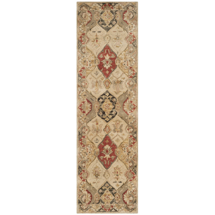 Antiquity Hand-Tufted Red and Beige Wool Runner Rug