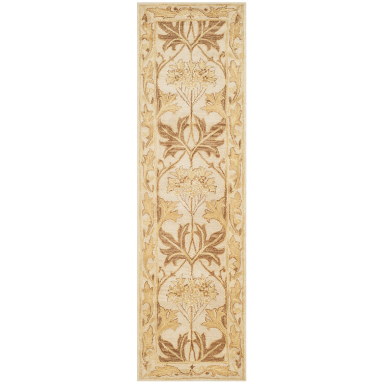Antiquity Beige and Gold Hand-Tufted Wool Runner Rug