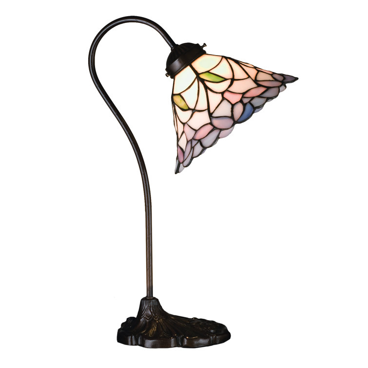 Mahogany Bronze 18" Stained Glass Desk Lamp with Adjustable Arm