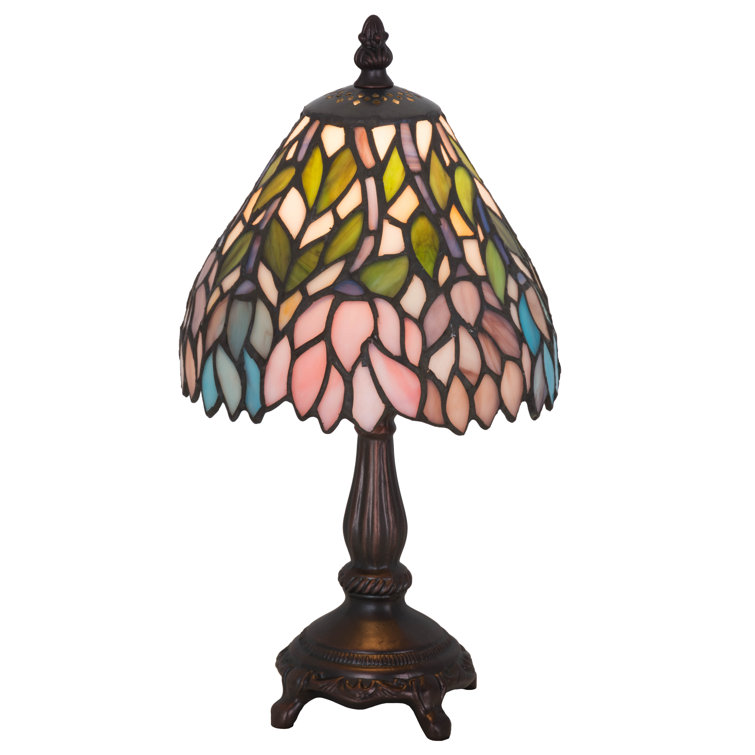 Classic Wisteria Stained Glass 1-Light Table Lamp in Blue Multicolor