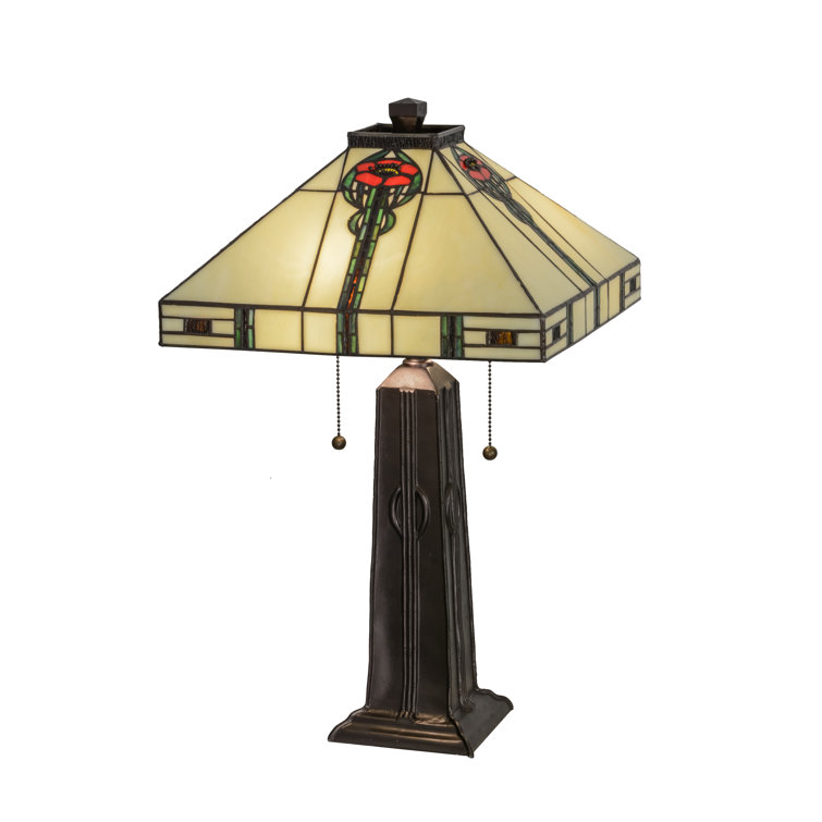 Parker Poppy 23.5" Stained Glass & Bronze Table Lamp