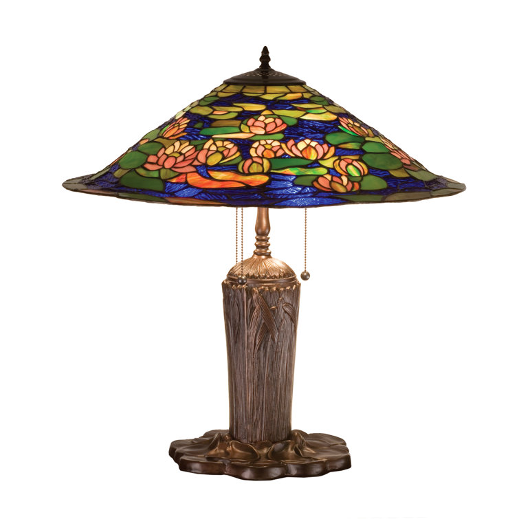 Tiffany Pond Lily 3-Light Stained Glass Table Lamp in Mahogany Bronze