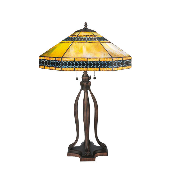 Cambridge Mission 3-Light Stained Glass Table Lamp in Multicolor