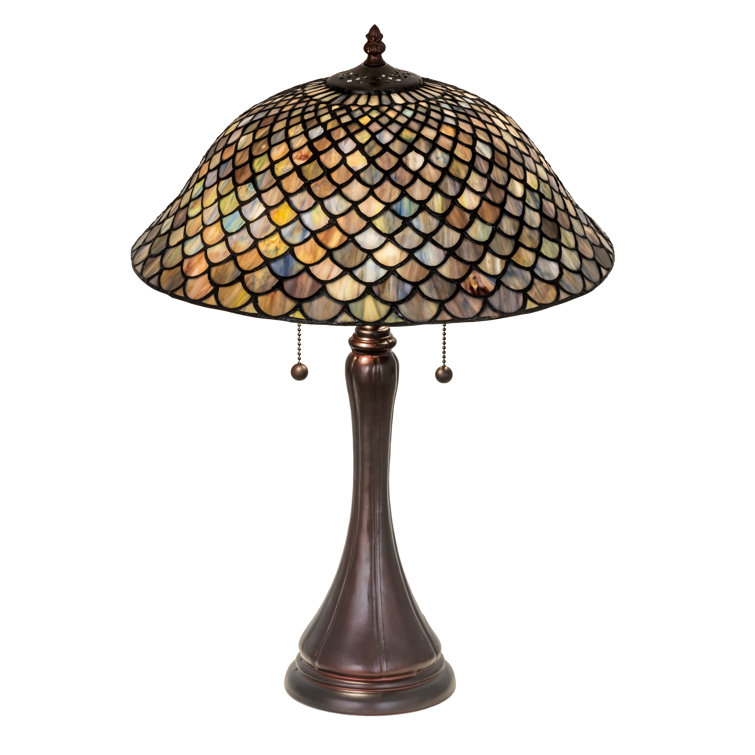 Multicolor Stained Glass and Bronze Tiffany Table Lamp
