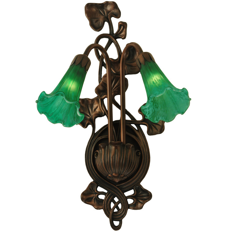 Mahogany Bronze 17.5'' Green Glass 2-Light Sconce